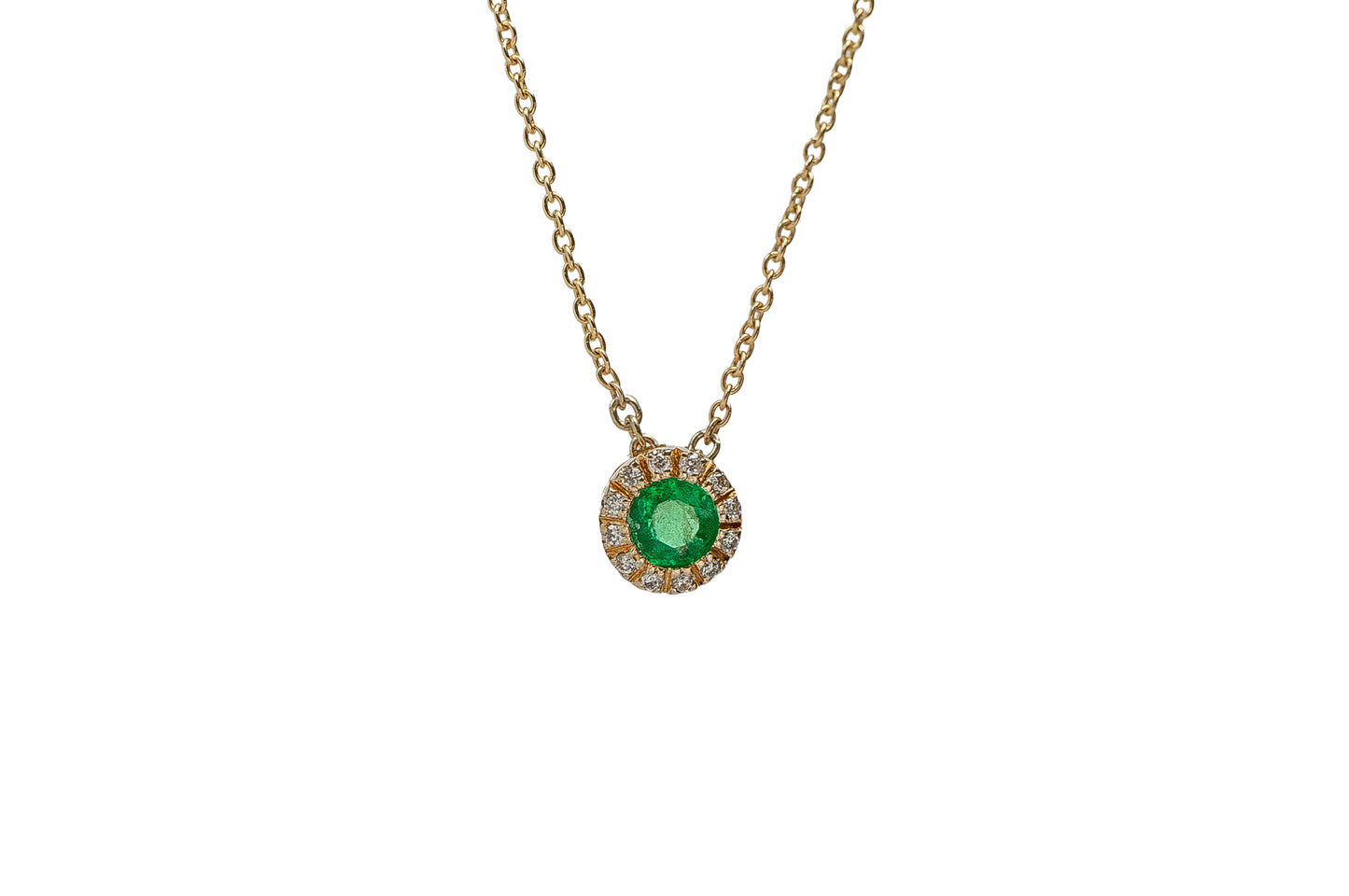 Collar de Esmeralda con Diamantes Oro 14kt