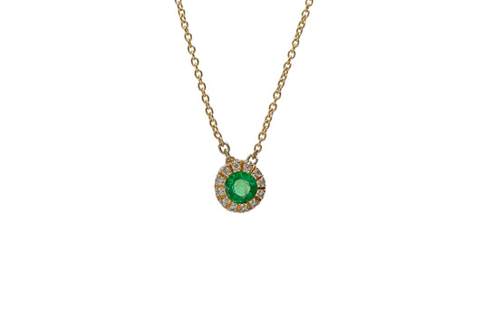 Collar de Esmeralda con Diamantes Oro 14kt