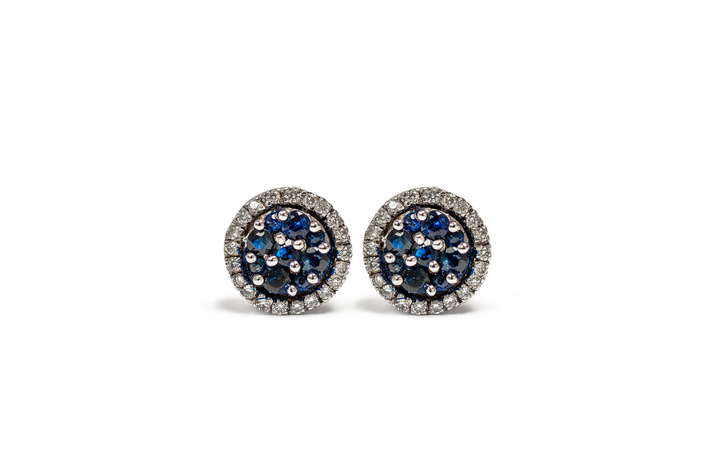 Aretes de Zafiros y Diamantes pavé Oro 14kt