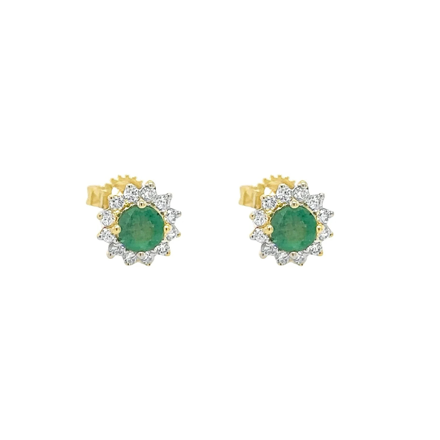 Aretes Roseta con Esmeraldas y Diamantes
