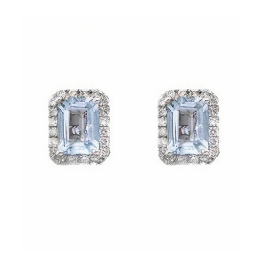 Aretes con Aguamarina y Diamantes Naturales