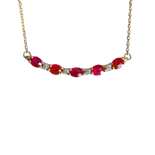 Collar con Diamantes y Rubíes