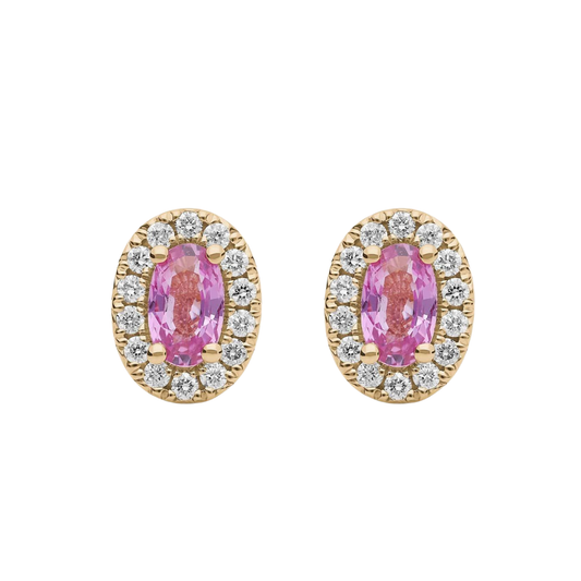 Aretes con Zafiros Rosa y Diamantes