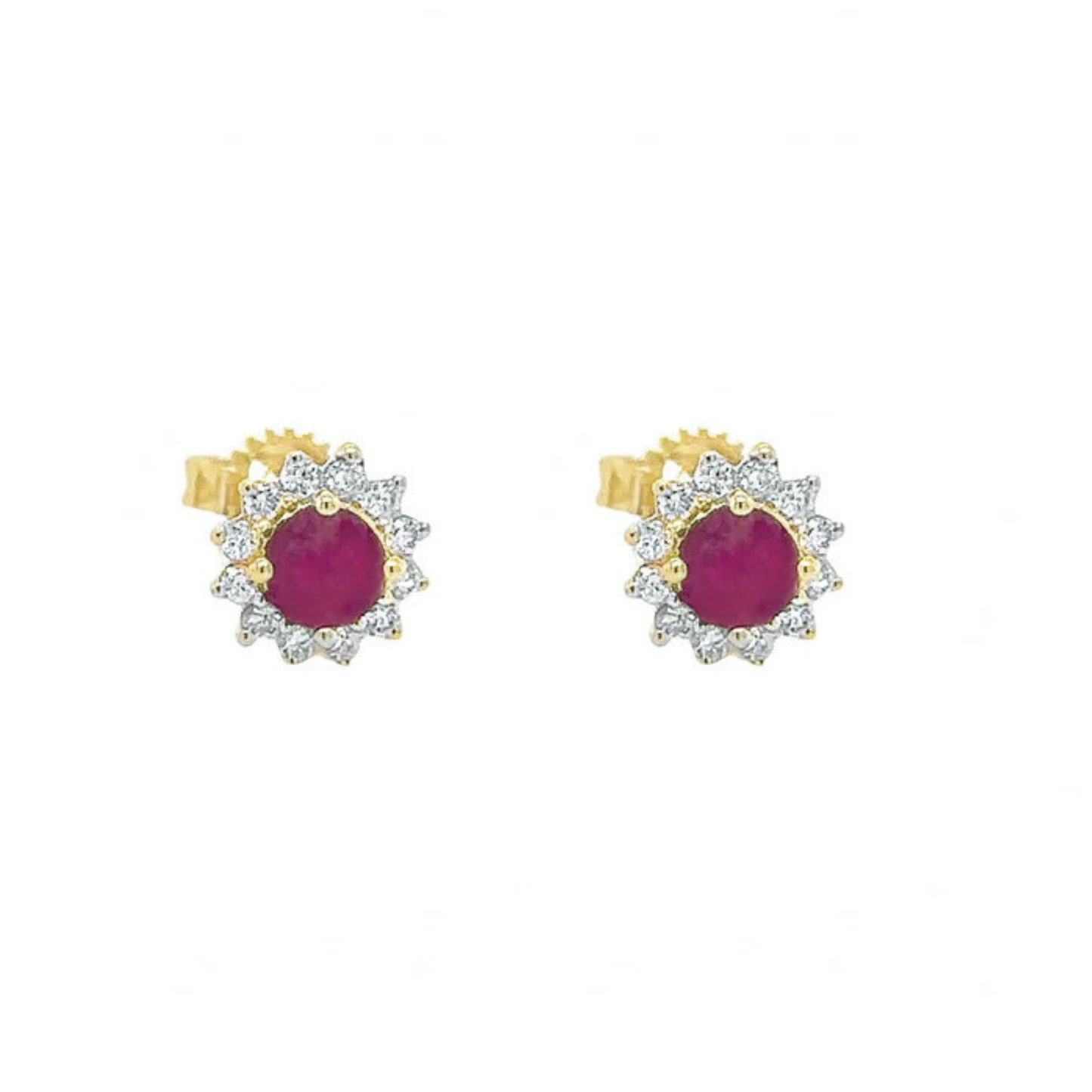 Aretes Roseta con Rubíes y Diamantes