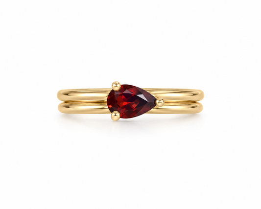 Pinky Ring doble con Granate