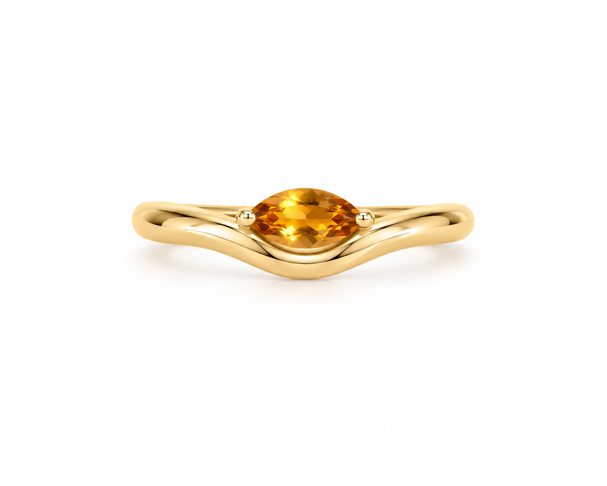 Pinky Ring curvo con Citrino