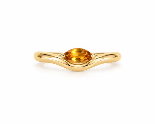 Pinky Ring curvo con Citrino