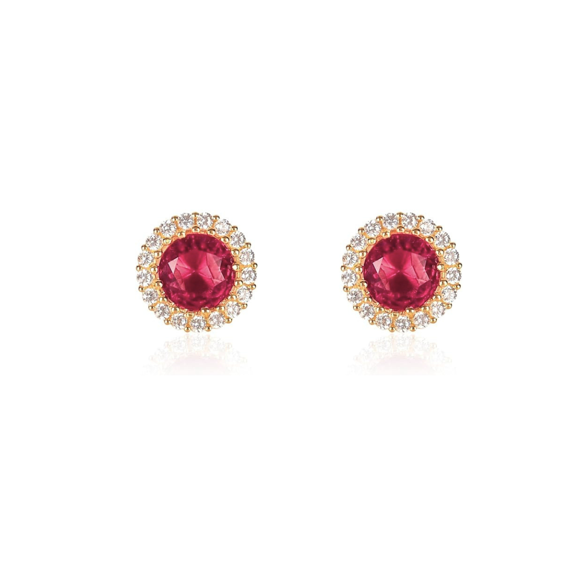 Aretes con Rubíes y Diamantes en halo