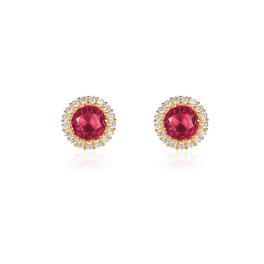 Aretes con Rubíes y Diamantes en halo