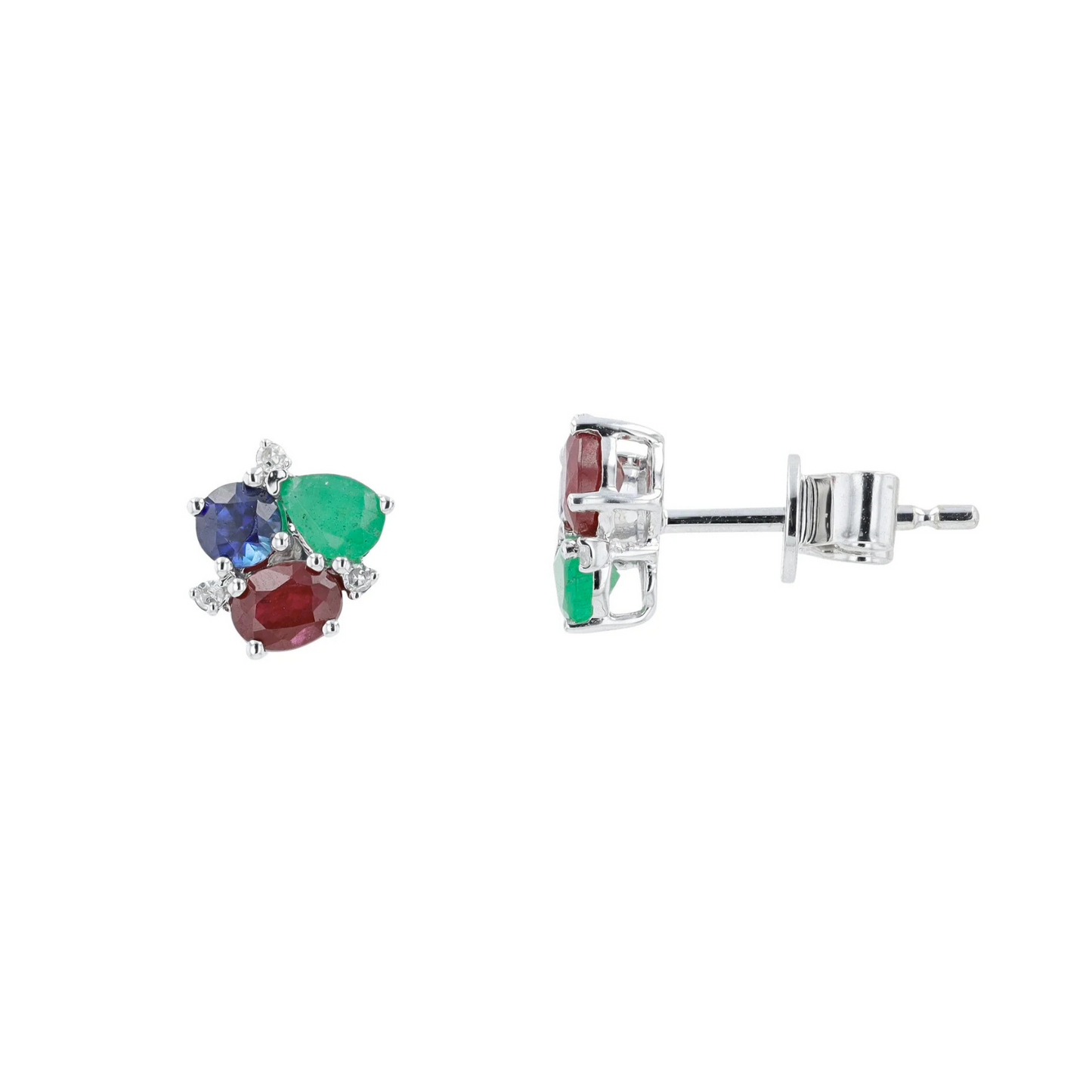 Aretes con Esmeralda, Rubí, Zafiro y Diamantes